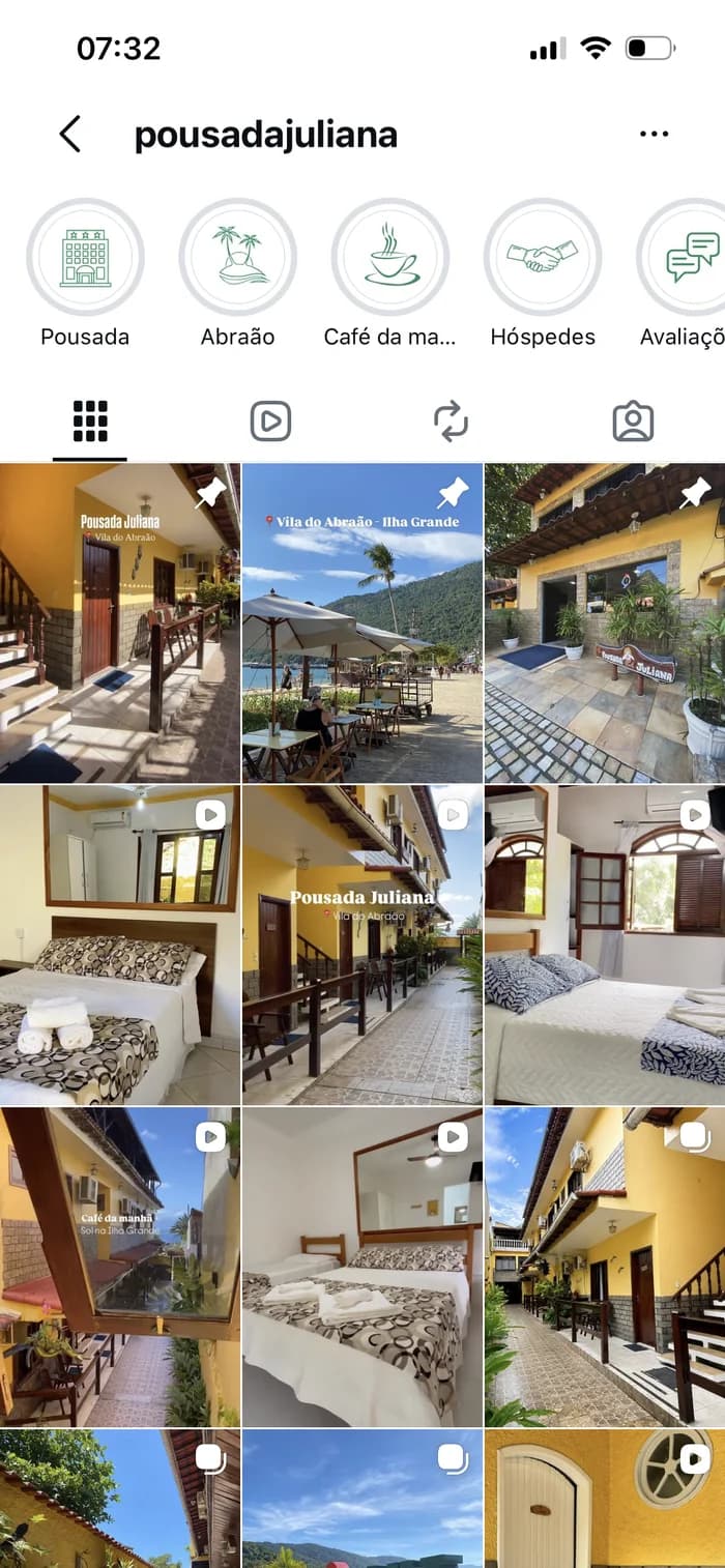 Perfil de um negócio no Instagram, no celular, com os posts publicados pelo ady
